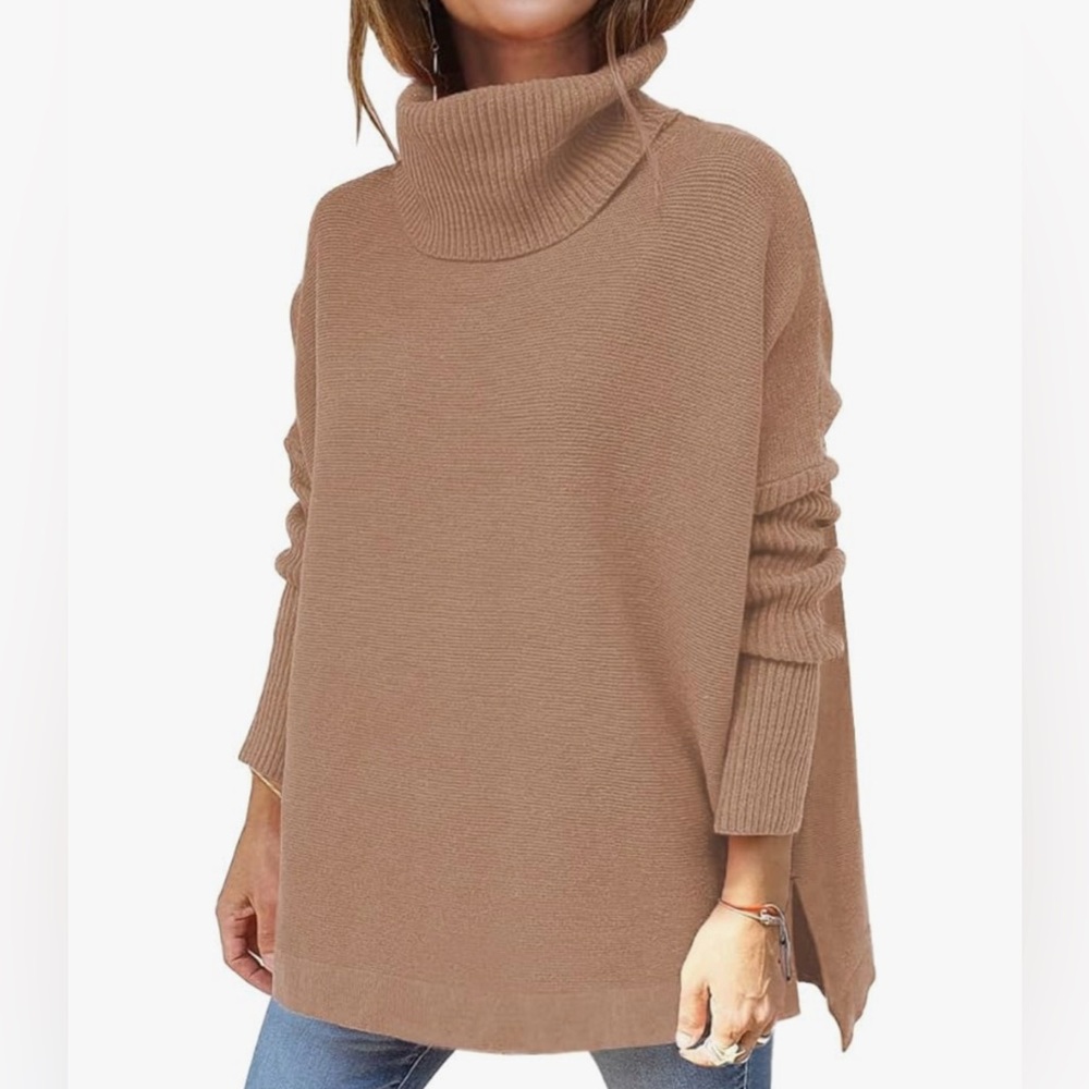 Lillusory Oversized Dark Apricot Turtleneck Sweater Size Large NWT